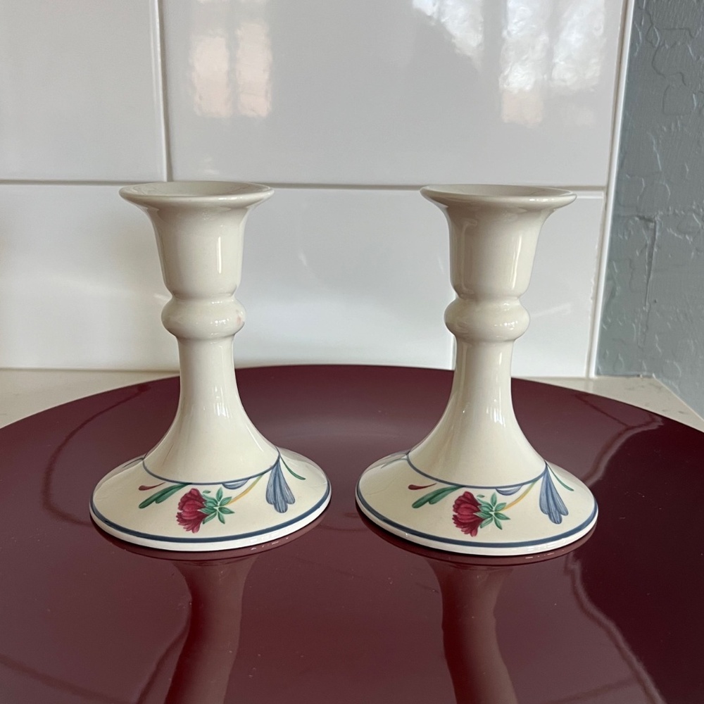 Poppies on Blue by Lenox Candlestick Holder Set